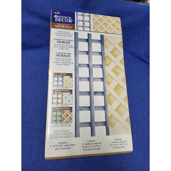 Plaid Stencil Decor Wall Stencil - British Colonial, Garden Lattice, English Ivy - Picture 6 of 9